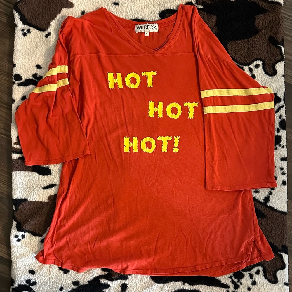 Wildfox “Hot Hot Hot” Jersey Tunic Top L